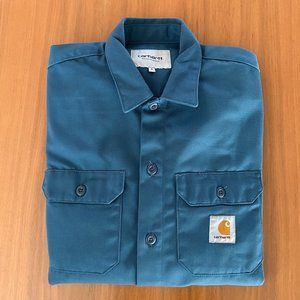 CARHARTT WIP HEAVYWEIGHT TWILL WORK SHIRT - SIZE SMALL / SLATE BLUE